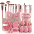 Pink 40-piece makeup set including brushes, beauty blenders and a cute headband - Deluxe Full Set / Pink