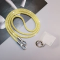 Sparkling yellow mesh rhinestone phone crossbody lanyard with secure metal clasps - Crossbody Style [Pale Yellow] Mesh Rhinestone Lanyard + Silver Round Buckle + Semi-Transparent Patch