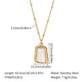 Golden stainless steel necklace with square pearl pendant and detailed size specifications - Gold Irregular Square Pearl Style (YYN025128-G)