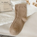 Warm brown wool socks for winter with soft plush texture and cozy thermal finish - One Size / Light Coffee