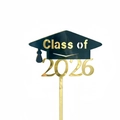 Macro detail of acrylic 2026 graduation cake topper with gold metallic class of 2026 text - Class of 2026 Style A