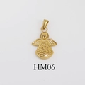 Vintage golden angel pendant in stainless steel with detailed embossed texture finish - HM06-Irregular Angel / Gold