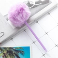 Purple pom-pom ballpoint pen with translucent barrel for creative school stationery - Candy Purple