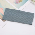 Knitted grey-blue headband with vertical ribbed texture and knotted design - Light Blue Grey