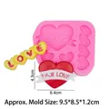 Pink heart-shaped silicone mold with LOVE and TRUE LOVE patterns for DIY chocolate crafts - 2# Heart Letters (Pink)