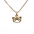 Collana con ciondolo a testa di tigre dorata con zirconi cubici su sfondo bianco - Testa di Tigre 3D / Oro