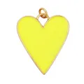 Bright yellow enamel heart pendant with gold plated double ring for DIY jewelry making - Bright Yellow Enamel Heart Style (S845899-5)