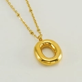 Chubby 18K gold plated stainless steel letter O bubble pendant necklace on white background - Letter O / Gold