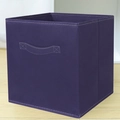 Foldable purple non-woven storage box with reinforced handle for closet organization - Cloth Handle / Large (28*28*28cm) / Navy Blue