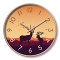 20cm modern round wall clock with rose gold frame and sunset deer silhouette design - Dial G Rose Gold Frame