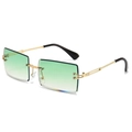Rimless square sunglasses with gold metal frame and green gradient lenses for women - Gold Frame Gradient Green Lens