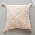 Moroccan tufted beige cushion cover with geometric patterns and fringe tassels - Style B-Beige Tassel Tufted