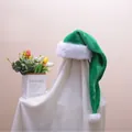 Forest green plush Christmas hat with soft white faux fur trim and pompom detail - Extra Long Christmas Hat Adult (80CM) / Green