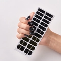 Self-adhesive black nail stickers with silver stripes design, model UNE004 for women - Black Silver Stripe Style (UNE-04)