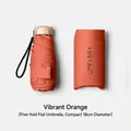 Mini orange 5-fold travel umbrella with UPF 50+ sun protection pouch, 18cm compact size - 6-Rib 5-Fold Flat Umbrella / 6 Ribs (18cm) / Orange