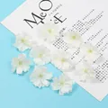Detailed view of artificial white plum blossoms made of high-quality silk for DIY crafts - Cream