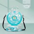 Mint green donut-shaped kids water bottle with 380ml capacity and heart window - 380ml / Candy Blue