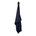 Detail of dark blue waffle weave golf towel with metal clip and reinforced edge - Navy Blue