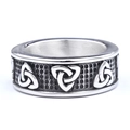 Vintage Keltenknoten Ring aus Edelstahl mit Triquetra-Mustern in antikem Silber-Finish - US 7 / Silber