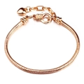 Rose gold snake chain bracelet with heart pendant and lobster clasp on white background - Rose Gold / 16cm
