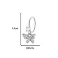 Silver butterfly hoop earring with clear cubic zirconia, measuring 1.4cm by 0.85cm - 17# Silver