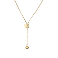 Elegant gold titanium steel butterfly pendant necklace with minimalist sphere detail - Butterfly with Metal Ball / Gold