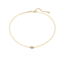 Macro-opname van gouden slangenketting met Evil Eye hanger en zirkonia versiering - Gouden Boze Oog