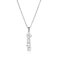 Silver stainless steel Scorpio zodiac necklace with gothic font vertical pendant - Silver Scorpio