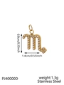 Golden M-shaped pendant crafted from stainless steel with sparkling inlaid crystals - Gold Scorpio (Inlaid)