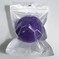 Biodegradable purple konjac facial cleansing sponge in transparent hanging poly bag - Purple Hemispherical