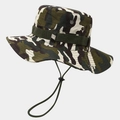 Detail of camouflaged tactical boonie hat with breathable mesh vents and chin strap - M (56-58cm) / Breathable Jungle Camouflage (9#)