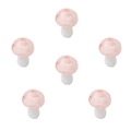 Set of six handmade pink and white glass mushroom beads for DIY jewelry making - Pink