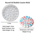 DIY silicone mold for round bubble textured coasters with finished colorful sample - Round Bubble Coaster Mold