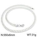 Collana a catena cubana in acciaio inossidabile argento 6mm con chiusura a moschettone - Catena Curb Piatta Argento 6mm (KN291237-Z)