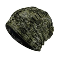Bonnet en tricot camouflage délavé avec détails déchirés et doublure chaude pour extérieur - M (56-58cm) / Style Mixte Vert Armée Noir Gris (2#)