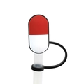Soft silicone straw cover featuring a red and white medical capsule decoration - 1718-14 Red White Capsule
