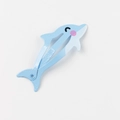 Cute light blue dolphin hair clip for kids featuring a minimalist cartoon animal design - Dolphin