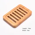 Bamboo soap dish 13x9cm in natural wood finish with six slotted drainage holes - Bamboo Style 09 Large