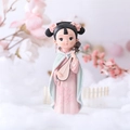 Cute ancient Chinese beauty figurine holding a lute on white soft background - Style 060-3 Pipa Large