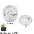 DIY doorschijnende siliconen mal voor gestreepte opbergdoos met afmetingen van het product - Nr. 3 Gladde Ronde Plantenbak met Deksel