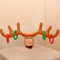 Aufblasbares Rentiergeweih-Wurfspiel mit roten und grünen PVC-Ringen für Weihnachtsfeiern - Braunes Rentiergeweih + 4 Ringe