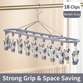 18-clip stainless steel laundry drying rack in Nordic Grey for socks and underwear - 18 Clips / Nordic Grey
