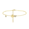 Elegant gold S925 sterling silver bracelet with clover, heart and flower charms - Heart Flower Multi-Charms / 14K Gold