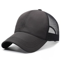 Men's breathable black mesh baseball cap with a classic 6-panel structure and curved brim - Adjustable / Black