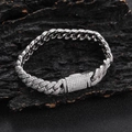 Hip hop 10mm double-row zircon silver Cuban chain bracelet on natural bark background - 7 inch (Length 17.78cm/Width 10mm) / Silver