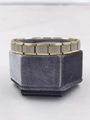 Italian modular charm bracelet with gold and silver grey square link design on display - 0131 - Three Fingers - Gold-rimmed 1 Section