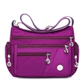Waterproof purple nylon shoulder bag for women with multi-pocket and adjustable strap - Purple