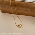 Minimalist gold heart pendant necklace with snake chain 40cm plus extension chain - Heart Pendant