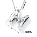 Silver balloon letter M necklace pendant with round zircon stone and size dimensions - Letter M (N01068-M)