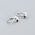 925 zilveren hart oorbellen met fonkelende zirkonia steentjes in zilveren afwerking - 925 zilver / Platina (Zilver Kleur)